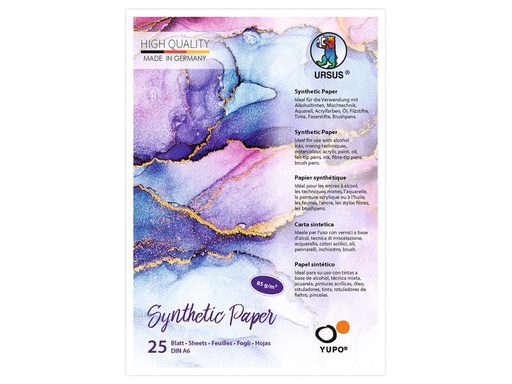 [90150235 1158327] URSUS Malblock Yupo Synthetik, A6, 85 g/m2, 25 Blatt