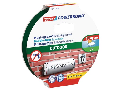 [90150535 339078] tesa Montageband Powerbond Outdoor 5 m x 19 mm