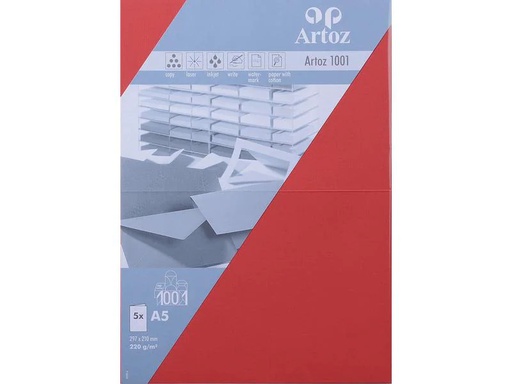 [90001482 1212350] Artoz Blankokarte 1001, A5, 5 Blatt, Rot