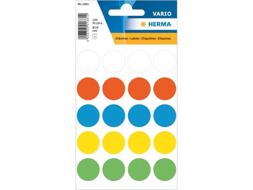 [90150694 1093051] Herma Stickers Klebepunkte Vario Ø 19 mm, Mehrfarbig