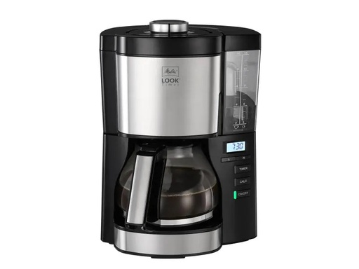 [90150993 1066102] Melitta Filterkaffeemaschine Look Timer 1025-08 Edelstahl, Schwarz