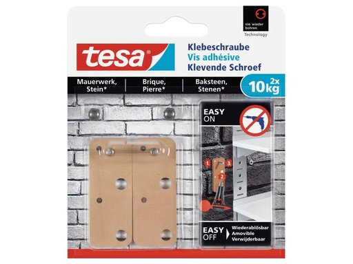 [90151304 491961] tesa Klebeschraube 10 kg für Mauern + Stein, rechteckig