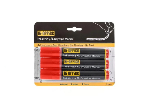 [90015129 1057366] Bi-Office Whiteboard-Marker Inkstring Rot, 3 Stück