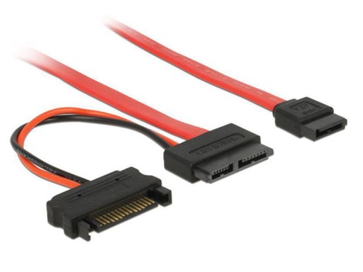 [90151609 419177] Delock Slim-SATA-Kabel rot, SATA Strom, 30 cm
