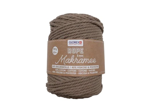 [90152307 1162214] Glorex Wolle Makramee Rope gedreht 5 mm, 500 g, Hellbraun