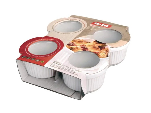 [90152347 363027] Ibili Auflaufform-Set Crème Brûlée 4 Stück, Rund, Weiss
