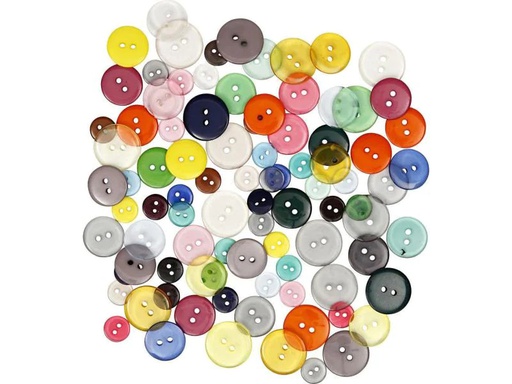 [90152387 710915] Creativ Company Knöpfe-Mix 12 + 18 + 20 mm 100 Stück