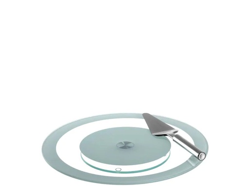 [90152399 779766] Montana Tortenplatte Bistro mit Tortenmesser, Grau/Transparent