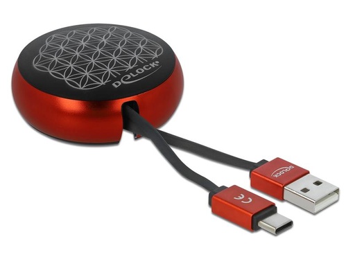 [90152554 1101739] Delock USB 2.0-Kabel mit Autorollfunktion USB A - USB C 0.92 m