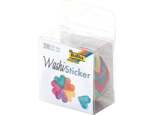 [90152628 982415] Folia Sticker auf Rolle Washi Herzen, 200 Sticker