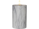 Star Trading LED-Kerze Pillar Flamme Marble Ø 7.5 x 15 cm, Grau