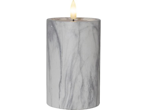 [90152723 1160563] Star Trading LED-Kerze Pillar Flamme Marble Ø 7.5 x 15 cm, Grau