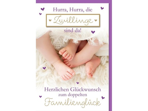 [90152827 1176085] Braun + Company Glückwunschkarte Zwillinge 11.5 x 17 cm