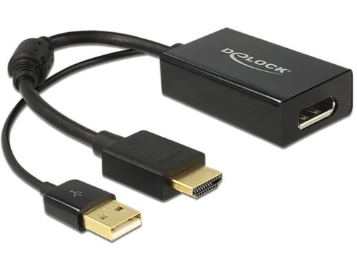 [90152933 425263] Delock Adapter HDMI – Displayport Schwarz, 4K, USB-Strom