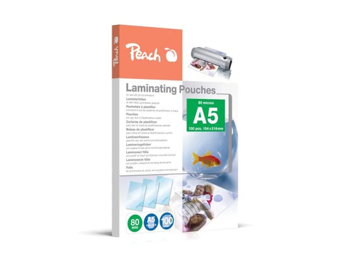 [90153042 331645] Peach Laminierfolie A5, 80 µm, 100 Stück, Glänzend