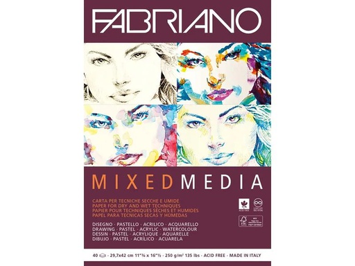 [90153272 1116218] Fabriano Malblock Mixed Media A3, 40 Blatt