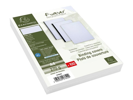 [90153369 1180102] Exacompta Einbanddeckel Evercover 270 g/m², 100 Stück, Weiss