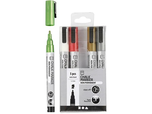 [90153453 1140070] Creativ Company Kreidemarker Metallic 5 Stück, Mehrfarbig