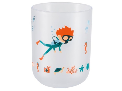 [90153468 1105689] spirella Zahnputzbecher Diver Blau/Orange/Weiss, Kunststoff
