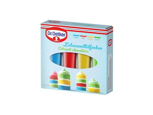 [90153618 562330] Dr.Oetker Lebensmittelfarben-Set Blau/Gelb/Grün/Rot