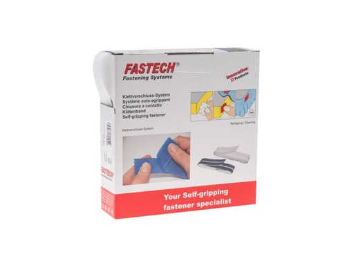 [90153960 906373] FASTECH Hakenseite Box 25 mm x 10 m selbstklebend, Weiss