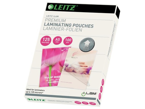 [90154184 627352] Leitz Laminierfolie Premium A5, 125 µm, 100 Stück, Glänzend