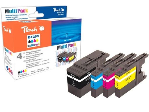 [90154526 221623] Peach Tinte Brother LC-1280 Combi Pack XL BK, C, M, Y