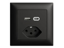 Feller EDIZIOdue Steckdose 1x USB A, 1x USB C 3 A, 15 W, Schwarz