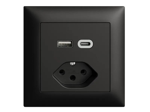 [90154557 1112459] Feller EDIZIOdue Steckdose 1x USB A, 1x USB C 3 A, 15 W, Schwarz