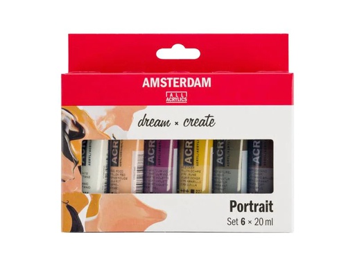 [90015448 1096250] Amsterdam Acrylfarbe Portrait 6 Tuben à 20 ml