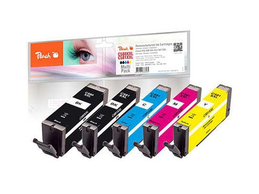[90015449 1022346] Peach Tintenset Canon PGI-580XXL / CLI-581XXL BK, PBK, C, M, Y