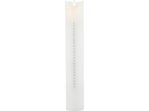 [90155041 868414] Sirius LED-Kerze Sara Adventskalender, Ø 4.8 x 29 cm, Silber/Weiss