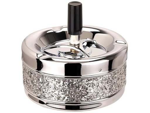 [90155087 1162280] Dameco Aschenbecher mit Schleuderdeckel, Silber