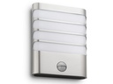 Philips myGarden Wandleuchte Raccoon, 400 lm, Edelstahl + Bew.melder