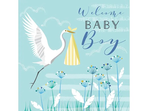 [90155459 1207125] Cart Glückwunschkarte Welcome Baby Boy 16 x 16 cm