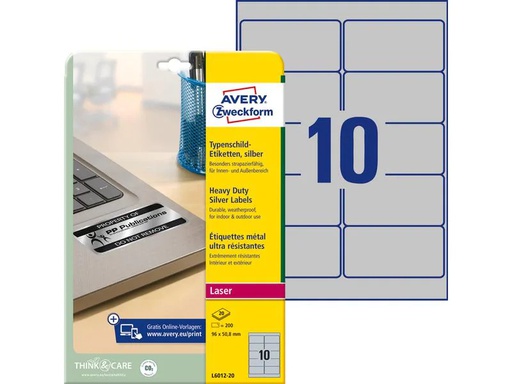 [90155494 969834] Avery Zweckform Typenschild-Etiketten L6012-20 96 x 50.8 mm