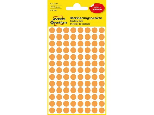 [90155579 926291] Avery Zweckform Klebepunkte 8 mm Neonorange