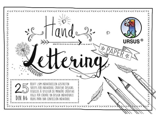 [90015539 1048646] URSUS Zeichenblock Handlettering  A6, 200 g/m², 25 Blatt, Weiss