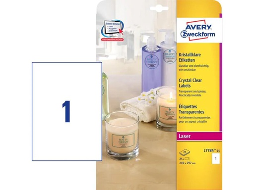 [90155704 993378] Avery Zweckform Flaschen-Etiketten kristallklar 210 x 297 mm