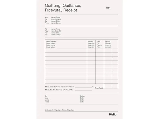 [90155808 88926] Biella Durchschreibeblock Copy Block A5 Quittung