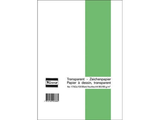 [90156221 1211644] Favorit Zeichenpapier 80/85 g, 21 x 29.7 cm, 100 Blatt, Transparent