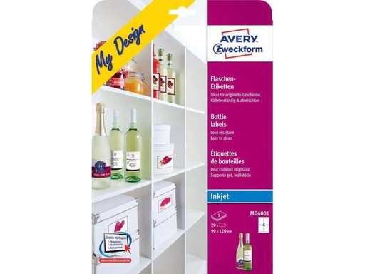 [90156745 926348] Avery Zweckform Flaschen-Etiketten MD4001  90 x 120 mm