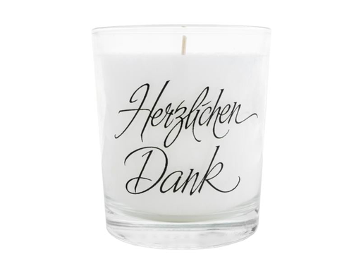 [90157335 1074330] Herzog Kerzen AG Kerze im Glas Herzlichen Dank 11 x 9.5 cm