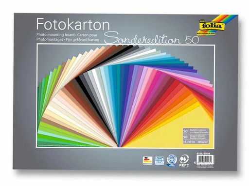 [90158280 599628] Folia Fotokarton 50er Pack sortiert Mehrfarbig