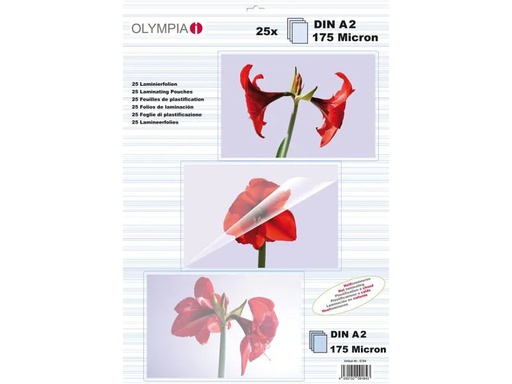 [90159716 534299] Olympia Laminierfolie A2, 175 µm, 25 Stück, Glänzend