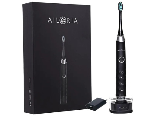 [90160032 1110835] Ailoria Schallzahnbürste Shine Bright Schwarz, inkl. USB-Ladegerät