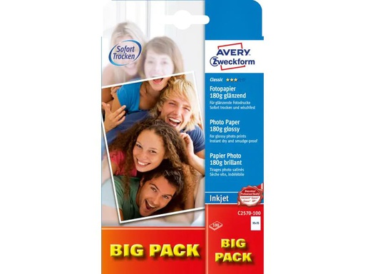 [90160104 926332] Avery Zweckform Fotopapier Inkjet Classic 10 x 15 cm 180 g/m²  100 Stück