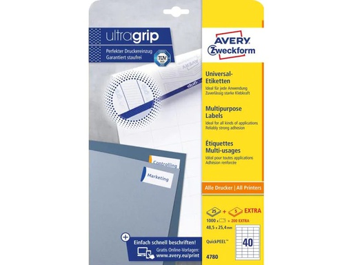 [90160711 427994] Avery Zweckform Universal-Etiketten 4780 48.5 x 25.4 mm, 25 Blatt