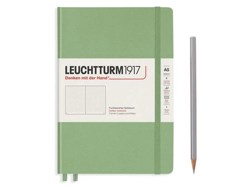 [90161006 1149920] Leuchtturm Notizbuch Medium A5, Dot, 2-teilig, Salbei