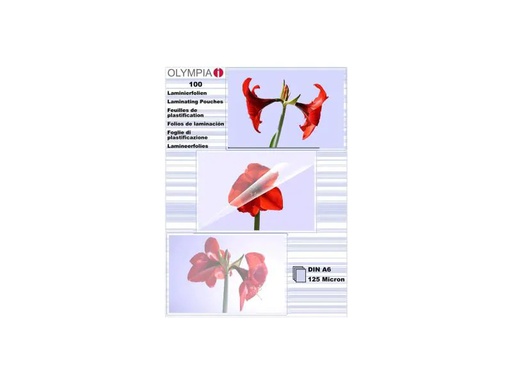 [90161040 128847] Olympia Laminierfolie A6,125 µm, 100 Stück, Glänzend